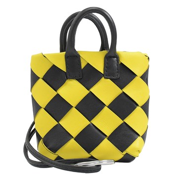 BOTTEGA VENETA 577779 編織羊皮迷你手提包吊飾.黃黑