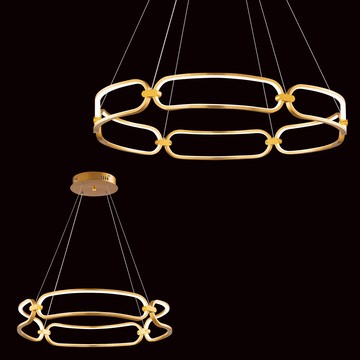 LED三色變光簡約線條金色鋁製吊燈 40-71131、71132