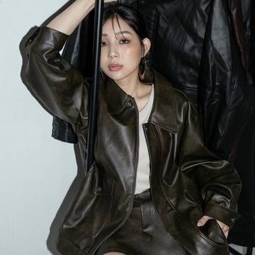 【PolyLulu】 OVERSIZE洗舊皮革外套 MUA