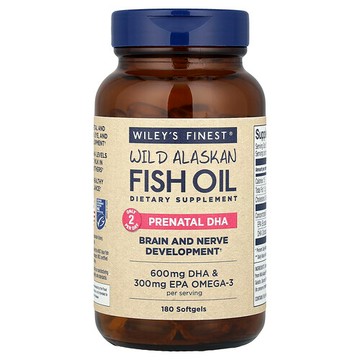 Wiley's Finest, 野生阿拉斯加魚油，產前 DHA，600 毫克，180 粒魚軟凝膠