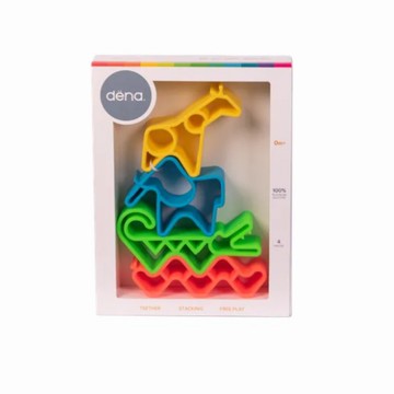 DENA - 西班牙多功能益智軟積木.疊疊樂-動物朋友-螢光色(有3色可選)