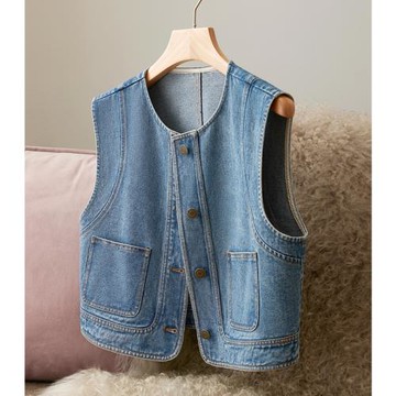 查琳LUAPANDA 高級時尚潮流牛仔馬甲女新款百搭2024春秋外搭休閑