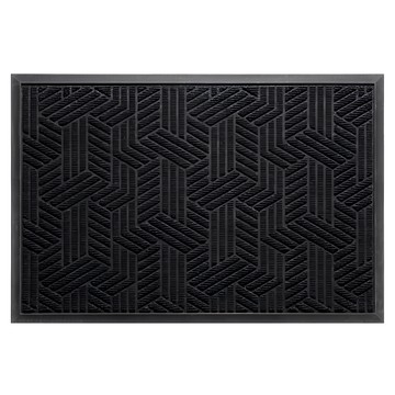 小麥購物 北歐風耐髒耐磨橡膠刮泥地墊  1個  深灰色 幾何  75 x 43.5 x 0.65cm