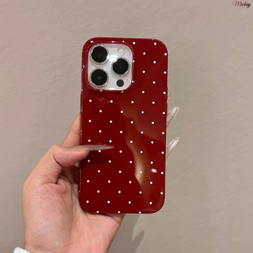 白色波點手機殼亮面果凍適用蘋果iPhone13/14/15/16/17防摔軟7/XR保護套