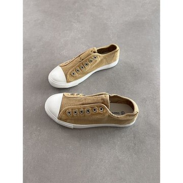 一腳蹬懶人帆布鞋2025女式平底防滑單鞋韓國小白鞋低幫鞋多扣百搭