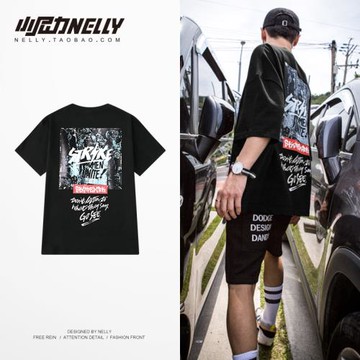 短袖t恤男潮牌ins港風夏裝男士上衣衣服男裝寬松潮流男生半袖體恤