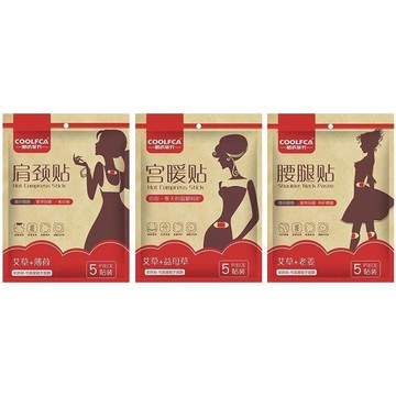 COOLFCA 熱式肩頸貼(艾草+薄荷)／暖宮貼(艾草+益母草)／腰腿貼(艾草+老薑)5入 款式可選 DS004336