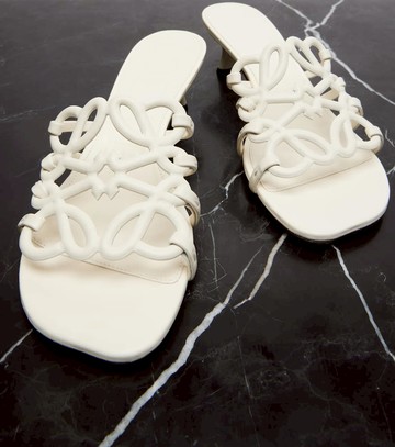 Loewe Petal Anagram leather mules