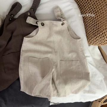 棉麻背帶褲~韓國兒童日系夏季新品吊帶褲 男女童復古文藝背帶褲子