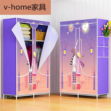 簡易布衣柜牛津布衣柜單人布藝拉鏈防塵全封閉密封宿舍鋼架衣櫥雙