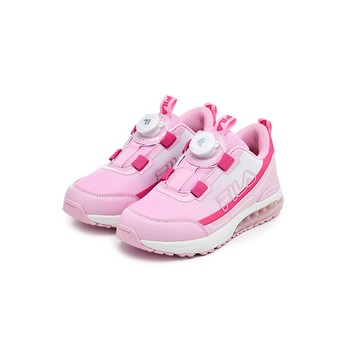 FILA KIDS 大童免綁鞋帶旋鈕氣墊慢跑運動鞋-粉 3-J821Y-559
