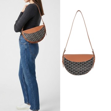 goyard HIRONDELLE 半月斜背包-黑棕