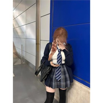 原創【清】JK制服格裙辣妹狗短36cm百褶裙日系校供感學生半身裙女