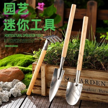 臺灣上新【五金】 迷你工具套裝園藝挖土不鏽鋼鏟子種花耙子多肉家用盆栽花園鏟花鏟 優選