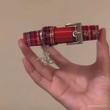 ♡ 𝑪𝒉𝒊𝒄 𝒖 ♡自製紅色格子choker亞文化涉穀辣妹土星吊墜項圈小衆設計項鏈頸飾