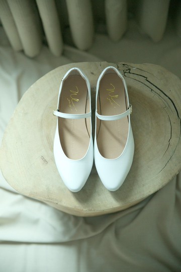 Mary Jane (白) White Low Heels | WL