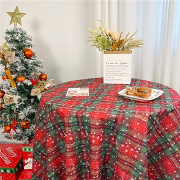 圣誕節桌布ins風高級感復古氛圍感餐桌墊紅色格子桌墊圣誕風裝飾