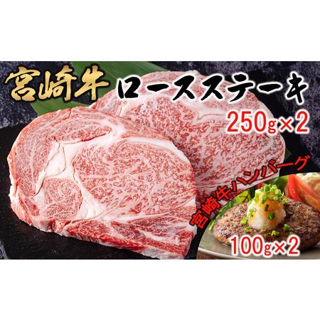 ふるさと納税 宮崎牛 牛肉 ロース ステーキ 250g×2 ぺっぱー ハンバーグ 100g×2 合計700g 牛肉 ミヤチク 冷凍 内閣総理大臣賞受賞 宮.. 宮崎県美郷町