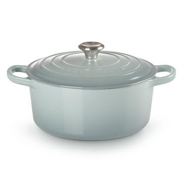 LE CREUSET 典藏琺瑯鑄鐵鍋圓鍋 22cm (海洋之花-鋼頭-內鍋白)