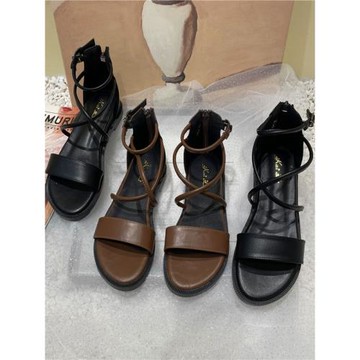 2025年夏季新款百搭平底露趾防滑羅馬涼鞋女ins潮后拉鏈旅游涼靴