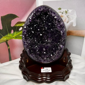 80號3.27kg薄皮口寬洞深 頂級烏拉圭拋光皮 紫水晶恐龍蛋晶洞ESPa+♥️紫水晶洞 紫晶洞 晶洞 水 A3264