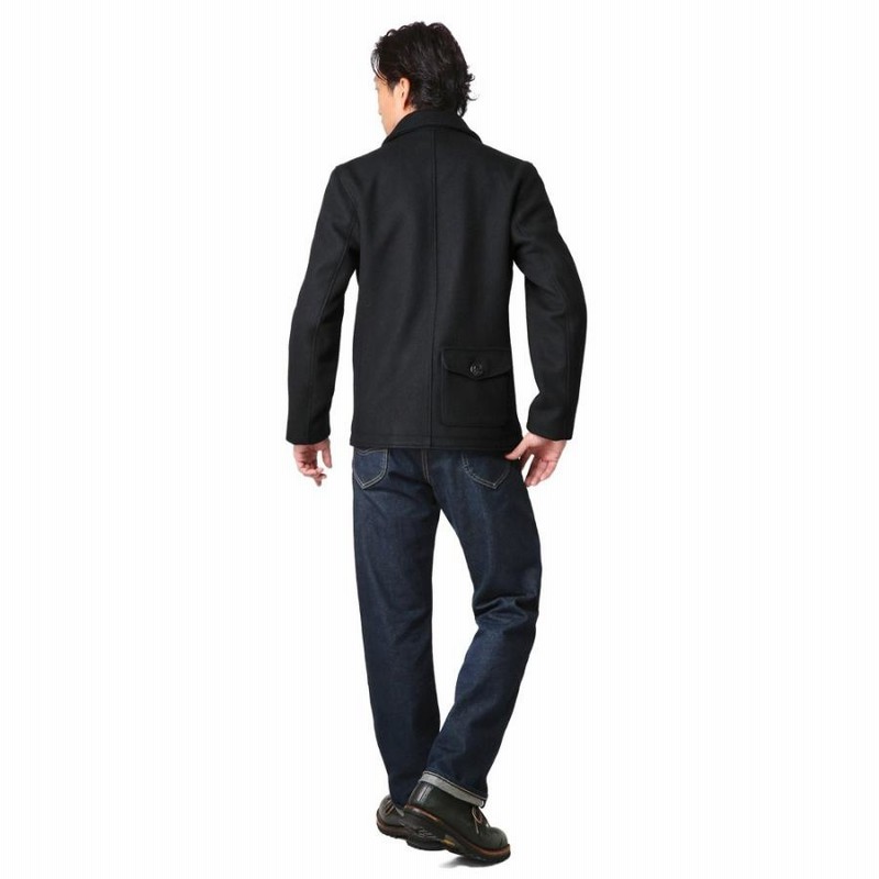 極美品 ショット ピーコート シングル USA製756US 24オンス 黒 希少 Schott ショット 776US 24oz シングルブレスト ピーコート 7494