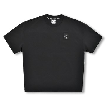 KINGO男款｜黑色布花寬版短袖T恤611103