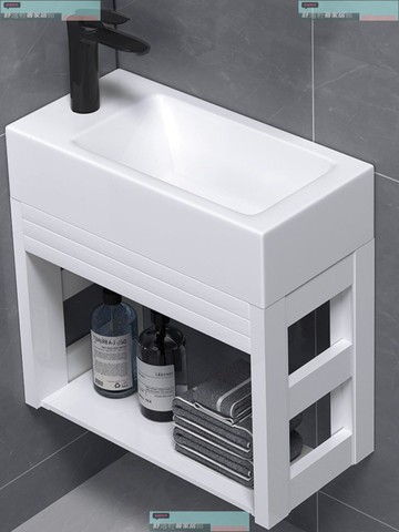 免運 破損包賠 小戶型掛墻式洗臉盆衛生間陽臺簡易墻角洗手盆白柜超窄公共洗漱池