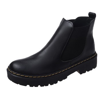 白鳥麗子 [現貨快出] 馬丁靴 MIT帥氣街頭鬆緊帶拼接縫線厚底短靴