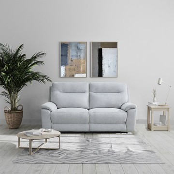 hoi! 芝華仕頭等艙 布 雙人加大電動沙發附USB Bruno 淺灰色