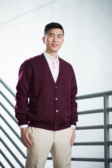 男士 針織開襟外套 防縮 V領 開釦外套 三燕牌 羊毛外套 毛衣外套 美麗諾羊毛 100%純羊毛 9986-2 棗紅