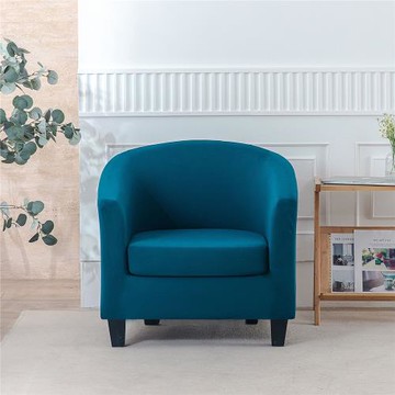 跨境簡約單人沙發套休閑圓形沙發椅套可水洗防污素色網吧宴會椅套