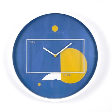 藍夜之窗 雙層玻璃印刷時鐘掛鐘