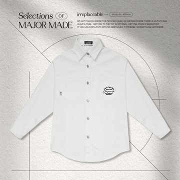 百搭刺繡小標斜紋襯衫