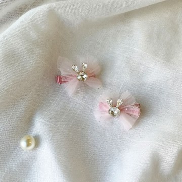 韓國 inpink 夢境水晶小兔蝴蝶結髮夾