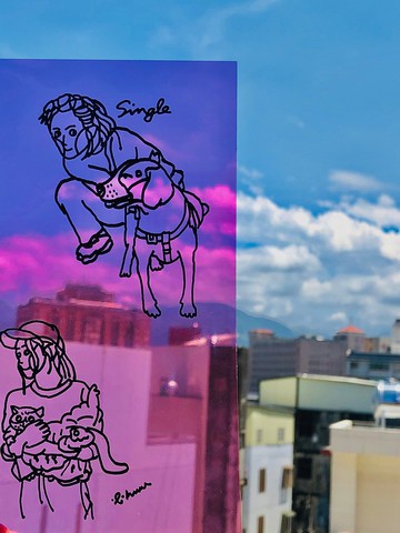 光影膠片-插畫似顏繪-人像畫寵物畫含木座