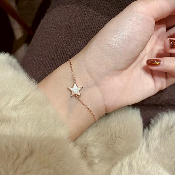 星星/愛心 通體925純銀天然貝殼手鏈氣質簡約小眾設計森系精致1入