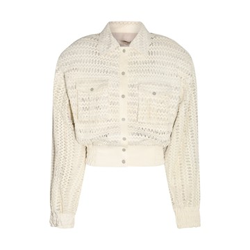 The Mannei - White Leather Nice Bomber Jacket