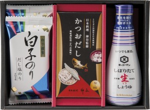  和の調味料詰合せ 白子のり味のり だし塩のり (8切5枚)×2 キッコーマンいつでも新鮮しぼりたて生しょうゆ (20