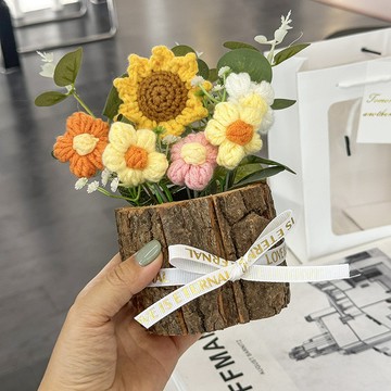 特價💡敎師節畢業季成品手工針織編織花束 康乃馨生日禮物擺件送老師朋友diy手作材料  編織材料包  手作diy ZPYU