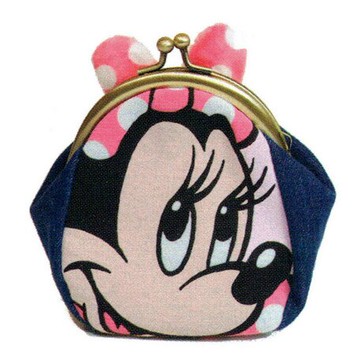 米妮 頭型 拼布 金屬扣 零錢包 迪士尼 日貨 正版授權J00012771