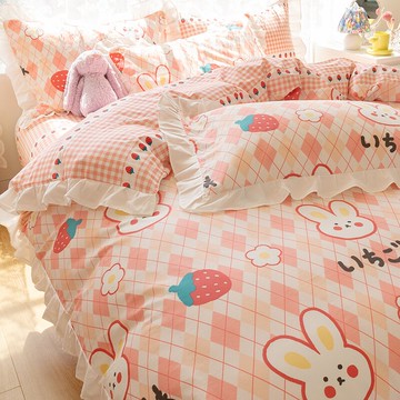 公主風ins純棉床上四件套100全棉韓式卡通床單三件套春夏仙氣被套