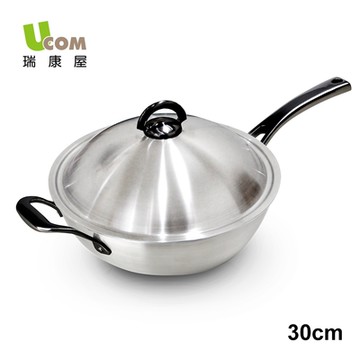 【瑞康屋UCOM】黑尊榮炒鍋單柄30cm含蓋