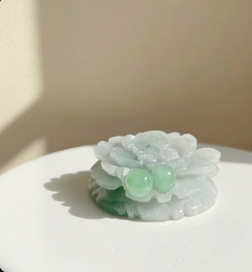 飄陽綠翡翠牡丹花 | 裸石 | 天然緬甸玉A貨翡翠 | 送禮