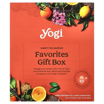 Yogi Tea, Favorites Gift Box, Variety Tea Sampler, 45 Tea Bags, 2.9 oz (82 g)