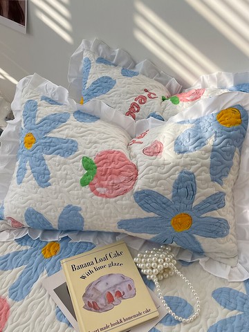 ins純棉網紅夾棉整頭枕頭套100全棉大人枕芯內膽套女48x74 一對裝