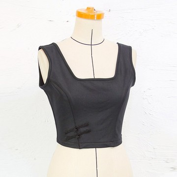 Aman No.47 歹丸狼露背短版小背心 全黑