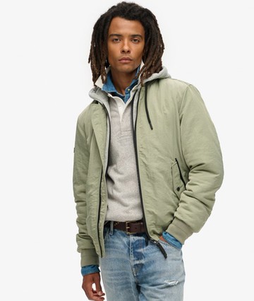 Superdry Men's Military Hooded MA1 Jacket Green Size: S