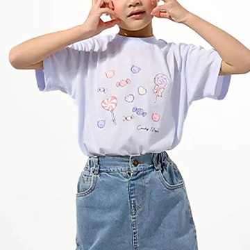 日本 ZOOLAND - 接觸冷感 透氣印花短袖上衣-糖果-紫