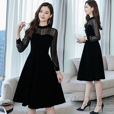 22春ベルベット ワンピース ファッション結婚式 ベロア ワンピース パーティードレス 二次会 フォーマル レース 膝丈 披露宴 お呼ばれ 大人 代30代40代50代 通販 Lineポイント最大get Lineショッピング